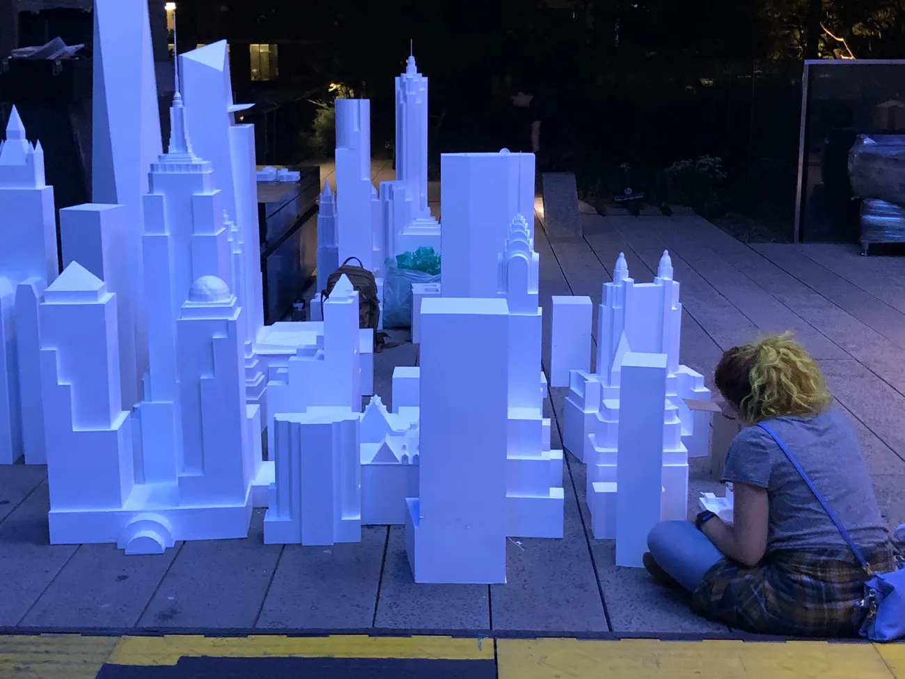 Overnight on the High Line — final touches mid-install