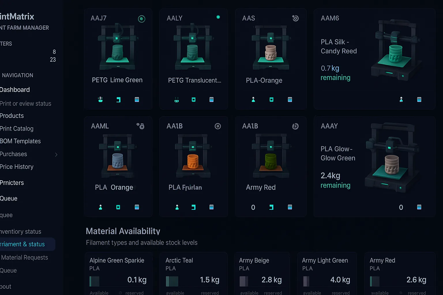 PrintMatrix production operating system interface