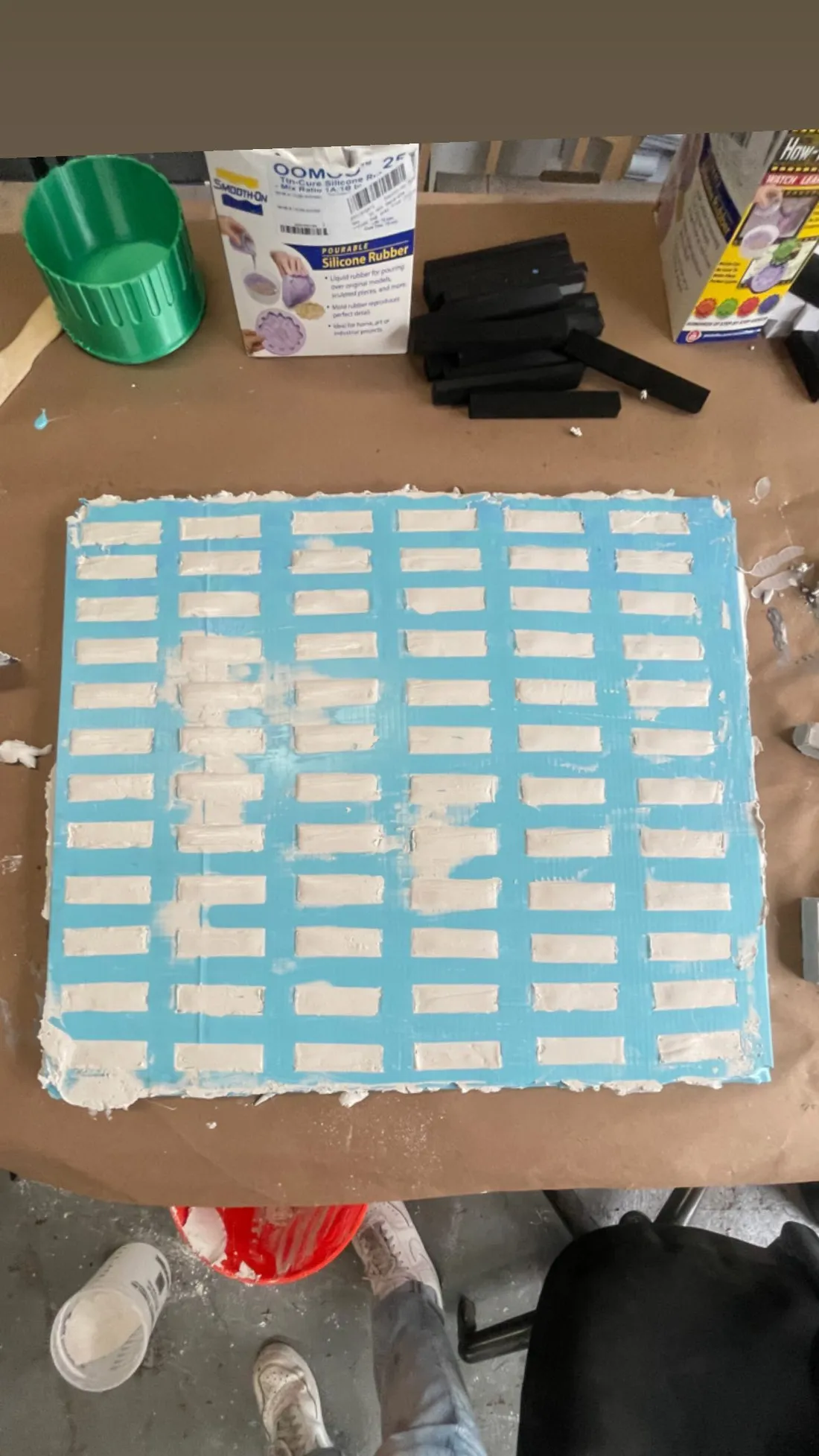Silicone brick mold from printed masters → hand-laid brickwork